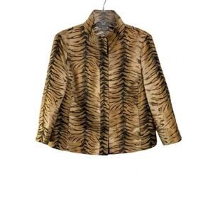 Vtg eccoci brown tiger print mockneck collar jacket M
